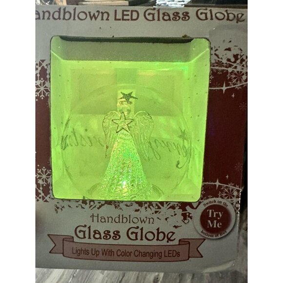 Christmas Hand Blown Glass Angel Nativity Snow Globe Color Change LED Lights NEW - Picture 4 of 8